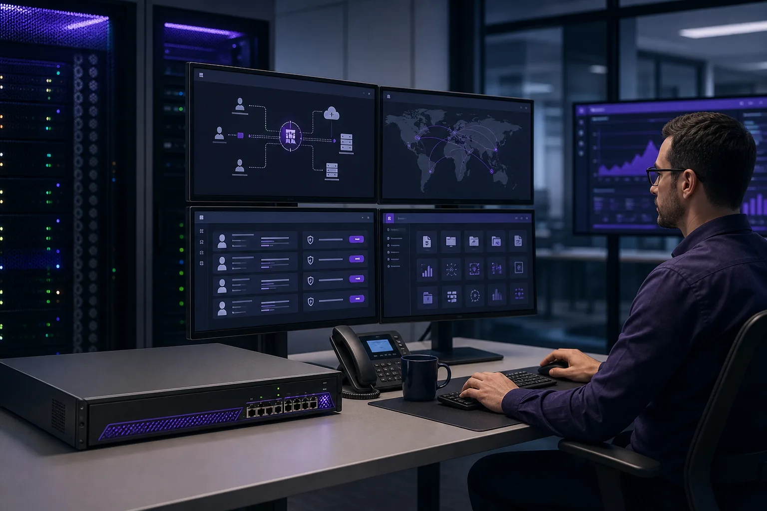 Network admin practicing secure remote access and virtual app delivery workflows