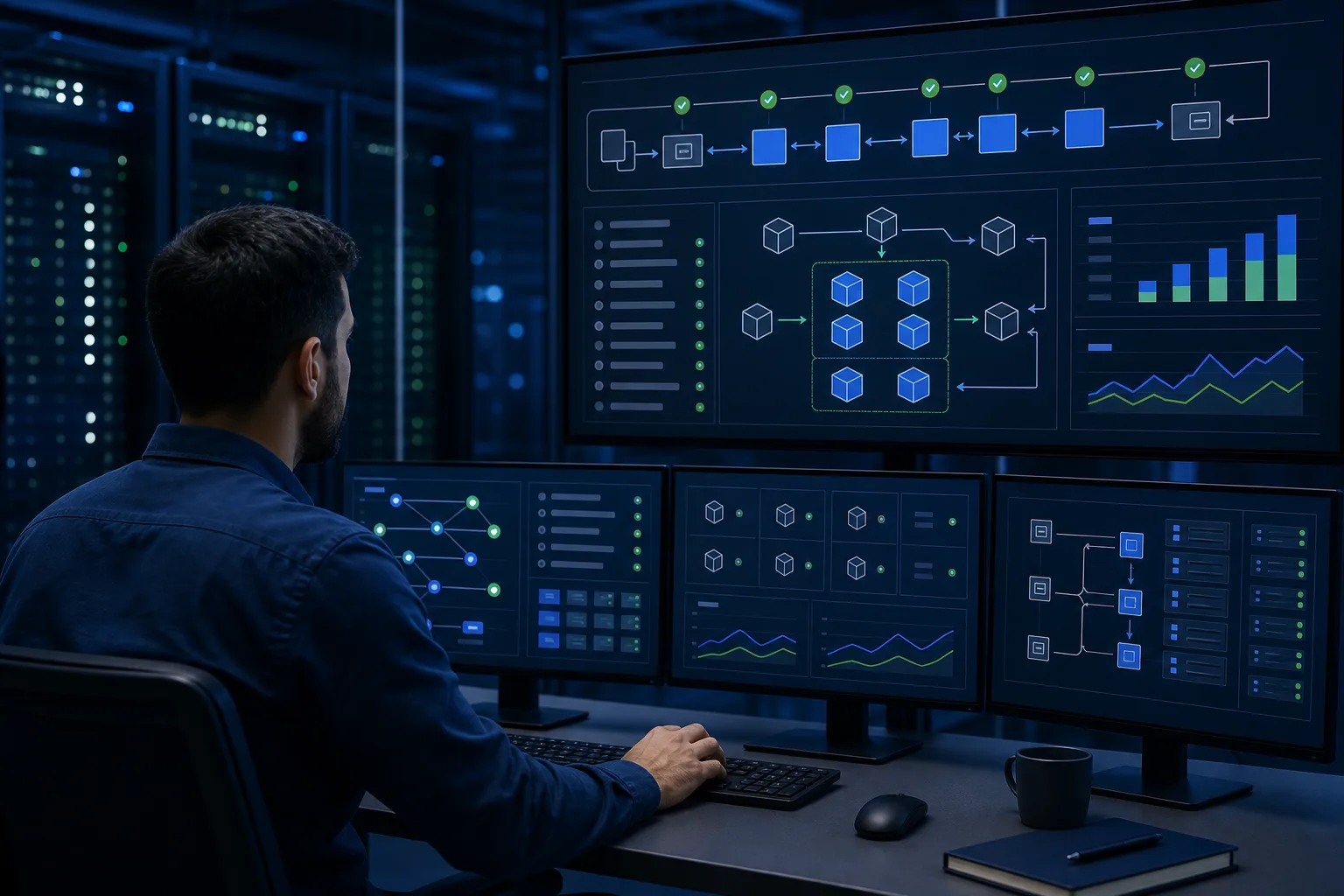 DevOps engineer practicing CI/CD, container, orchestration, and automation workflows