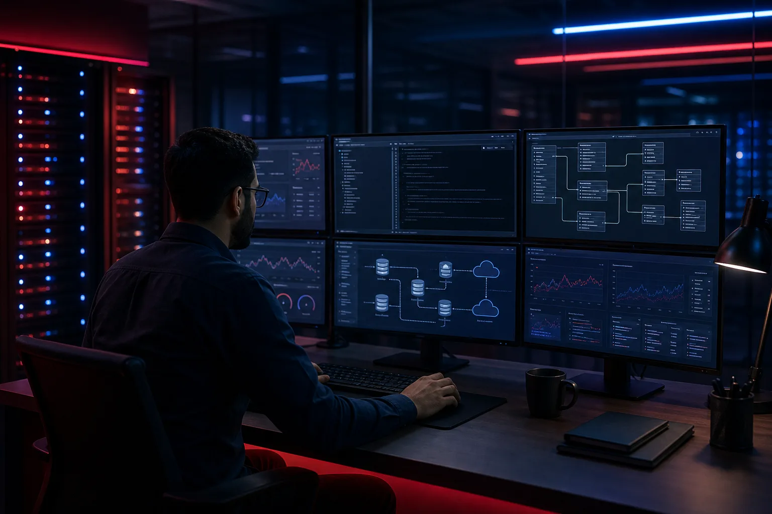 Database administrator practicing SQL and database administration in a hands-on lab